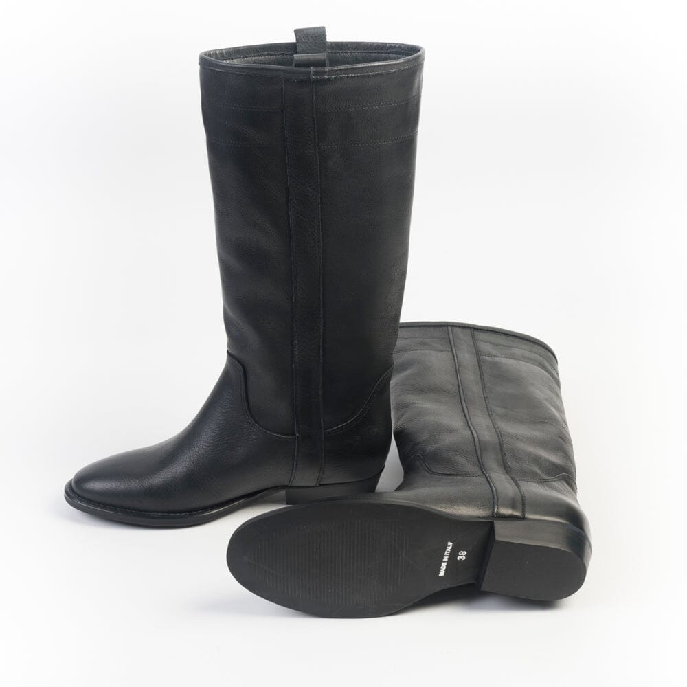 CAPPELLETTOSHOP - GM - Stivali Camperos - Gabon - Pelle Nero Scarpe Donna CAPPELLETTO 1948