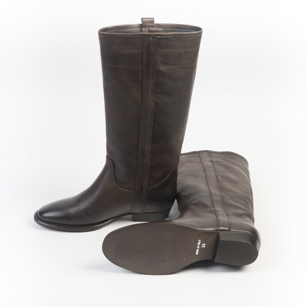 CAPPELLETTOSHOP - GM - Stivali Camperos - Gabon - Pelle Testa di moro Scarpe Donna CAPPELLETTO 1948
