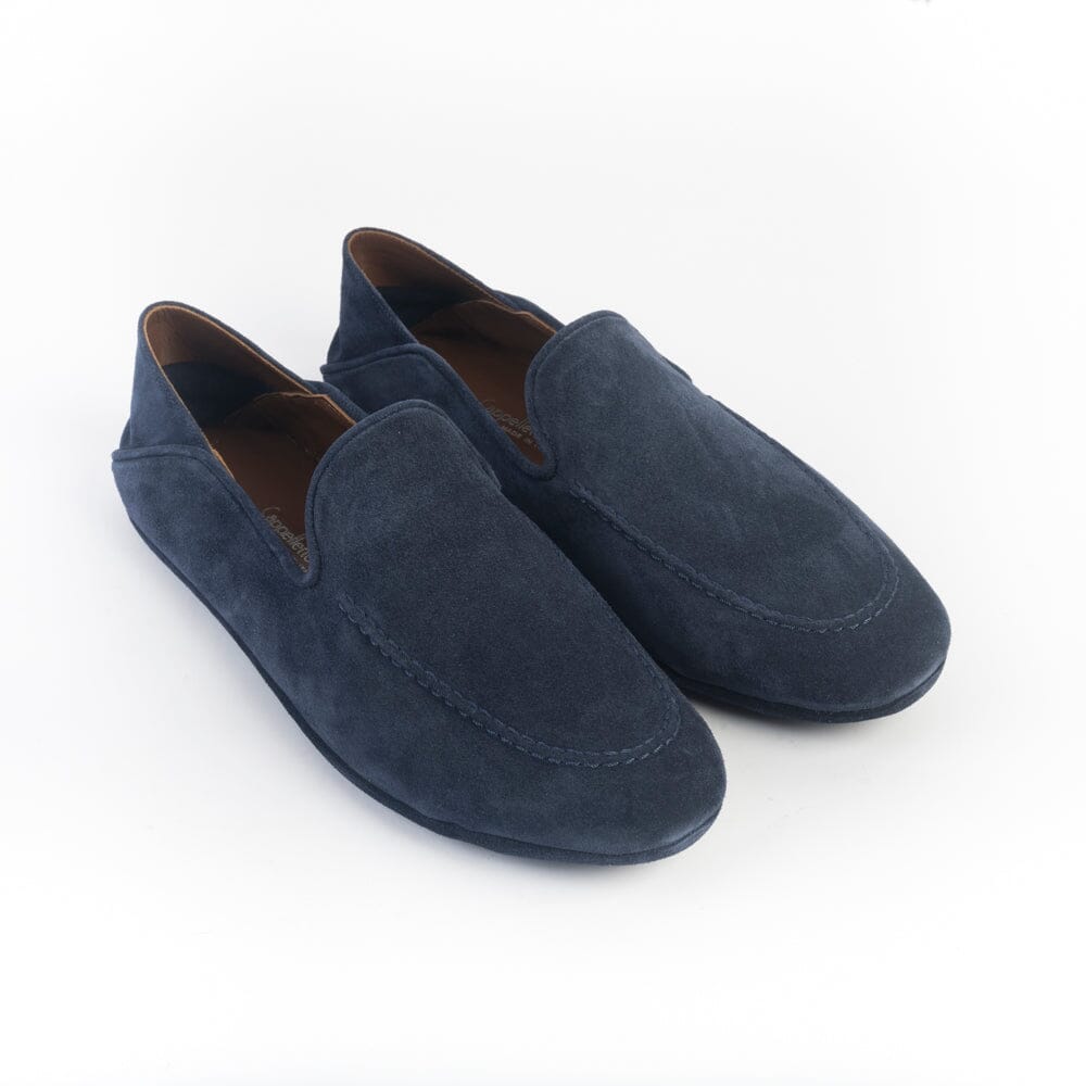 Cappellettoshop - Pantofola CC20A - Camoscio Blu Scarpe Uomo CAPPELLETTO 1948