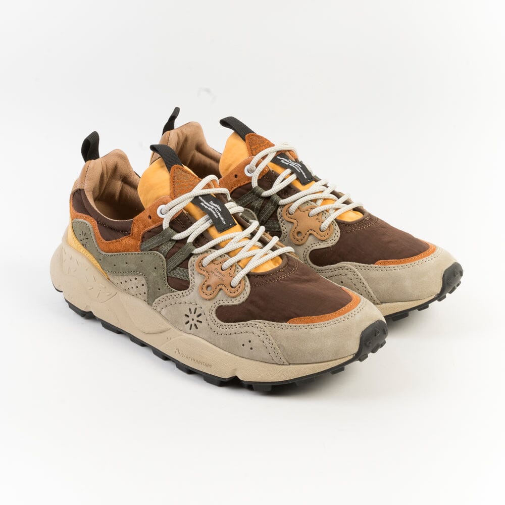 FLOWER MOUNTAIN - Sneakers Yamano 3- 1D11 Taupe Brown Orange Scarpe Uomo FLOWER MOUNTAIN