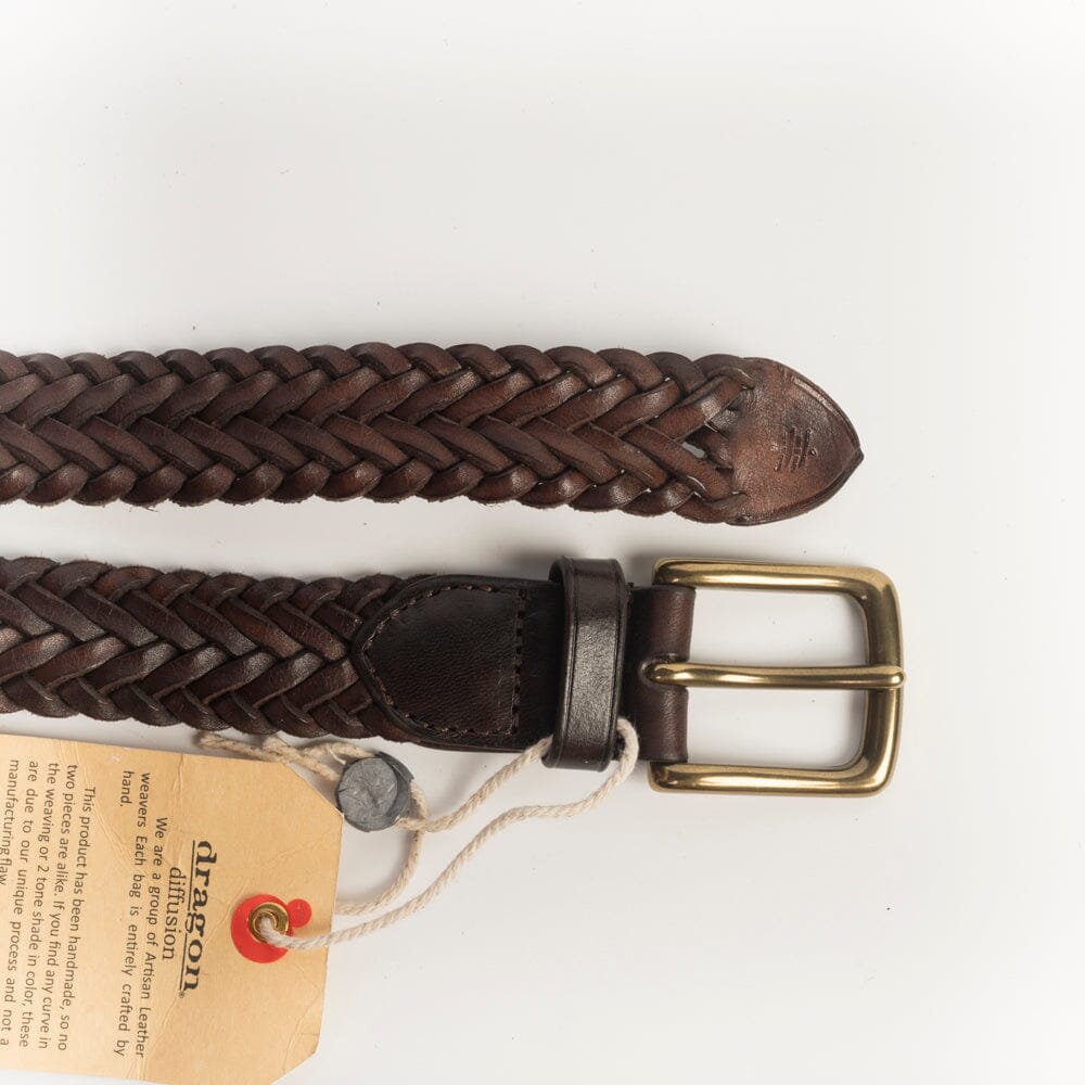 DRAGON DIFFUSION - Cintura intrecciata - 6030 - Polo Tip Dark Brown Accessori Donna DRAGON DIFFUSION