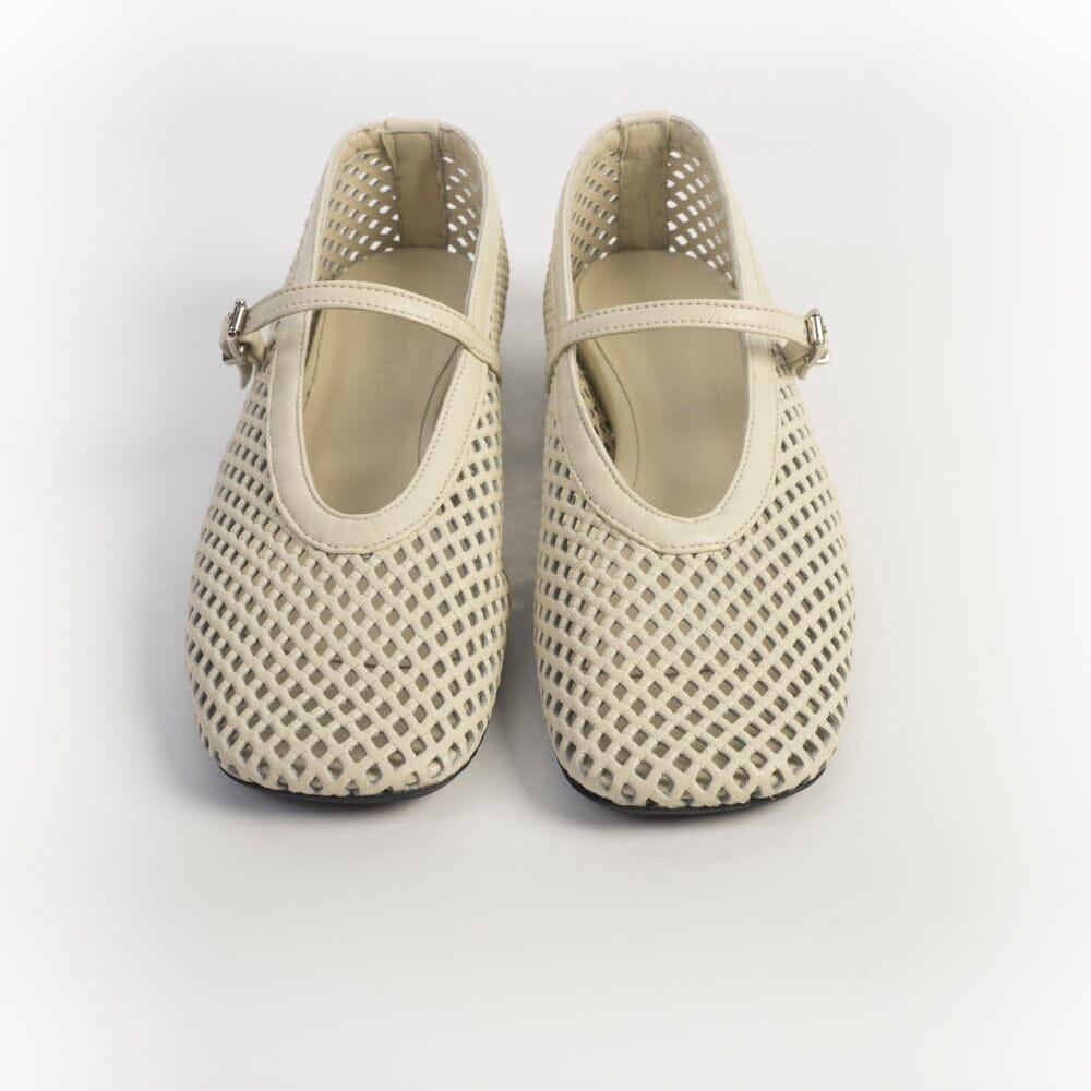 POEVE - Mary Jane - PBAL63 - Traforato Avorio Pergamena Scarpe Donna POESIE VENEZIANE
