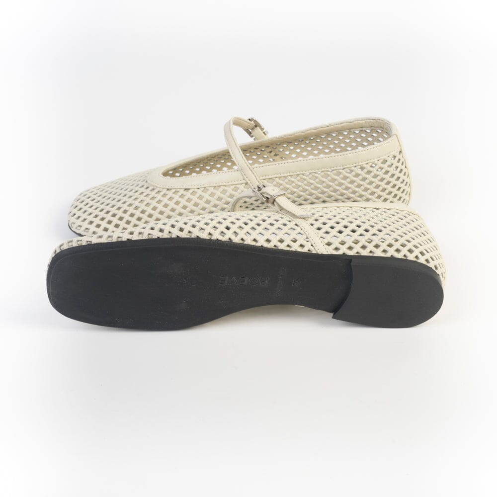 POEVE - Mary Jane - PBAL63 - Traforato Avorio Pergamena Scarpe Donna POESIE VENEZIANE