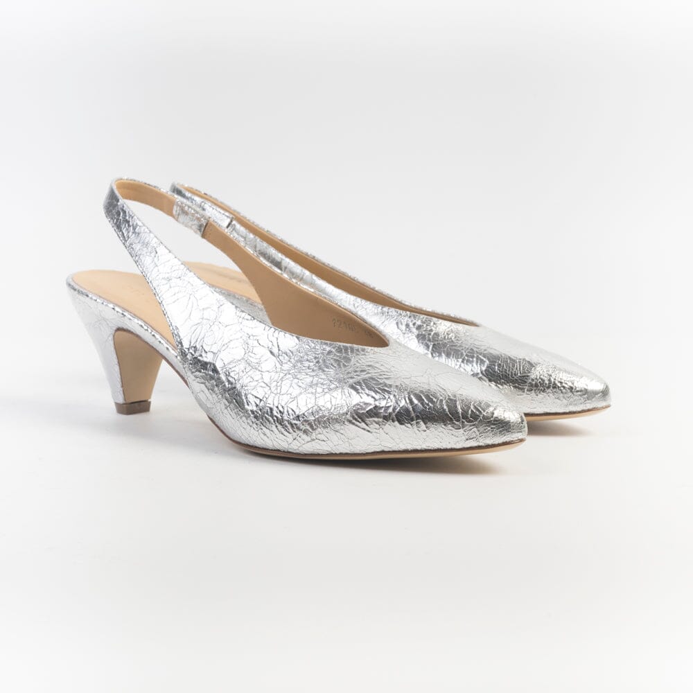 DEL CARLO - Sling back Tacco - 12105 - KISS - Cracklé Argento Scarpe Donna DEL CARLO