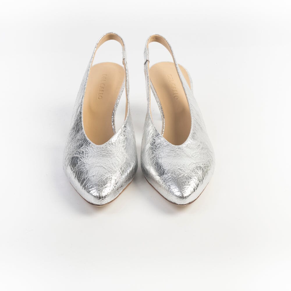 DEL CARLO - Sling back Tacco - 12105 - KISS - Cracklé Argento Scarpe Donna DEL CARLO