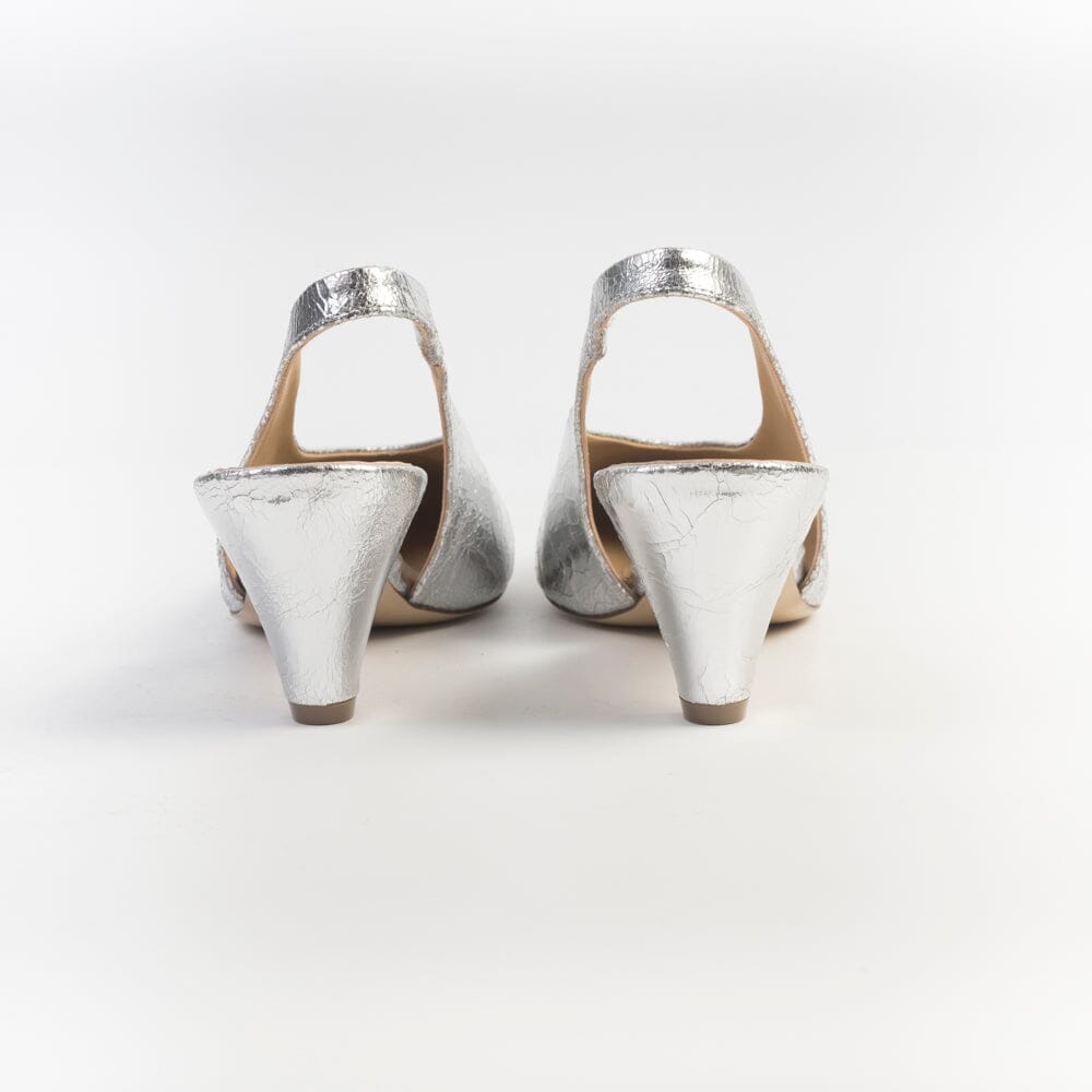 DEL CARLO - Sling back Tacco - 12105 - KISS - Cracklé Argento Scarpe Donna DEL CARLO