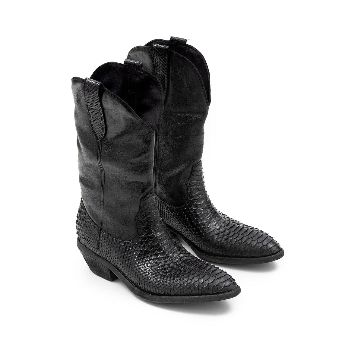 FAUZIAN JEUNESSE - Texano 3234 - Ignis lucido - Pitone nero Scarpe Donna FAUZIAN JEUNESSE - Collezione Donna