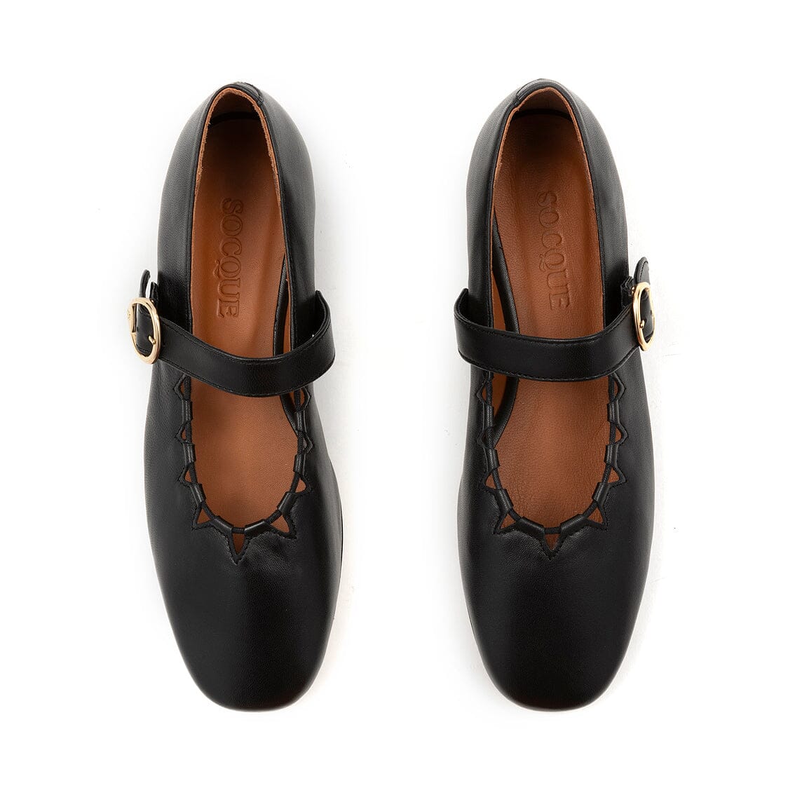 SOCQUE Paris - Mary Jane - GIN-FW24-01 GINGER - Pelle Nero Scarpe Donna SOCQUE Paris
