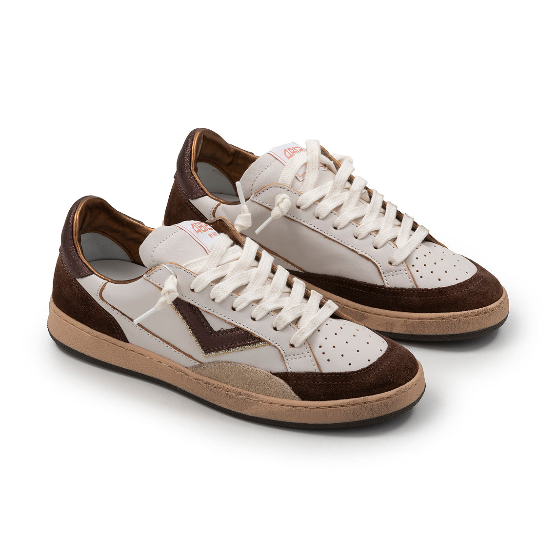 4B12 - Sneakers - Playnew D2045 - White/Bronze