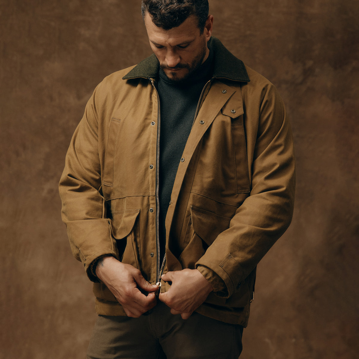 FILSON - Lined Tin Cloth Field Jacket - FMCPS0147 - Dark Tan