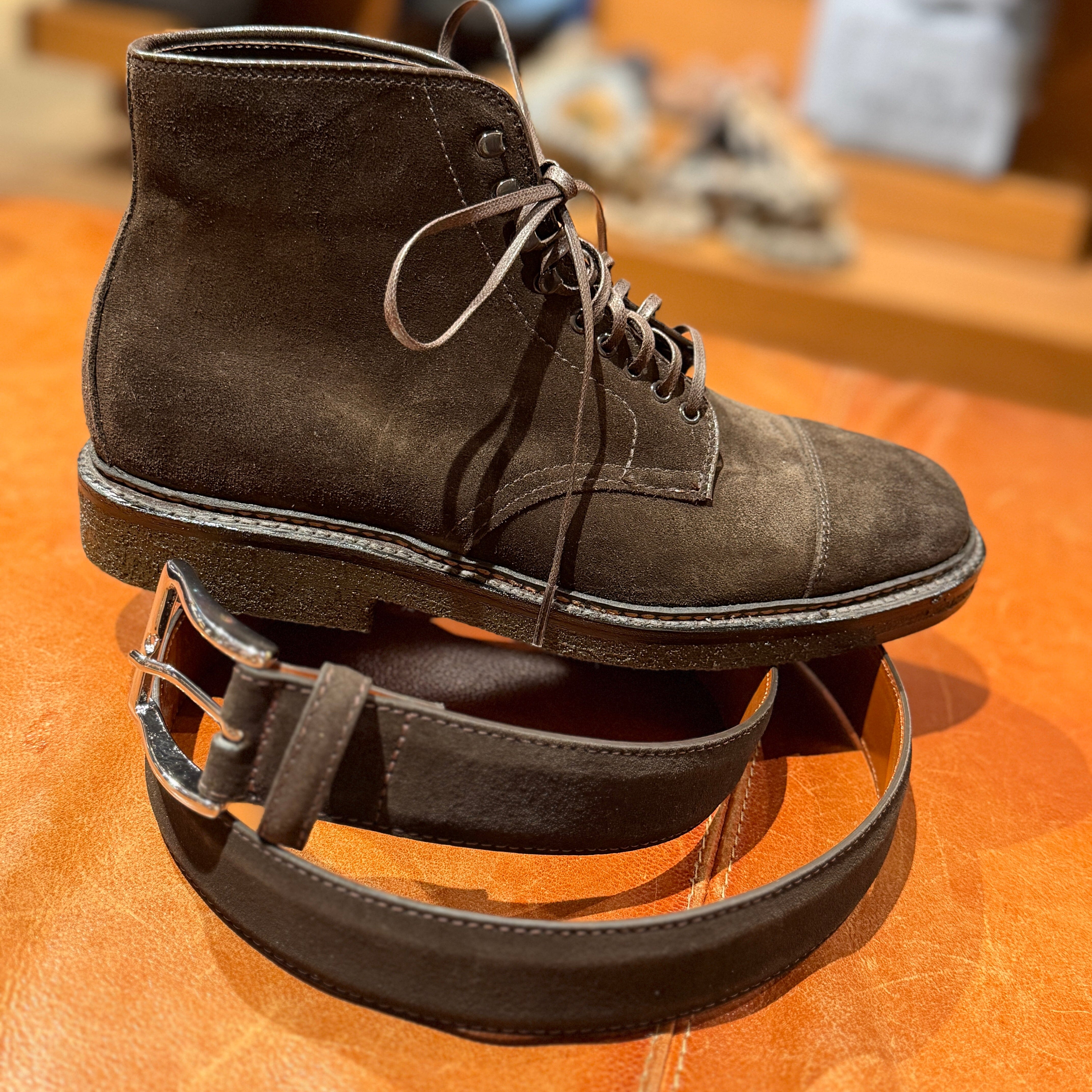 ALDEN - Cintura 5217 - Camoscio Dark Chocolate Accessori Uomo Alden