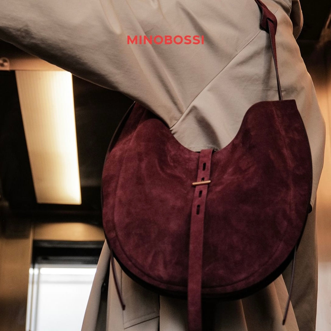 MINOBOSSI - Borsa a spalla - Lizzie - Suede Piuma Amaranto