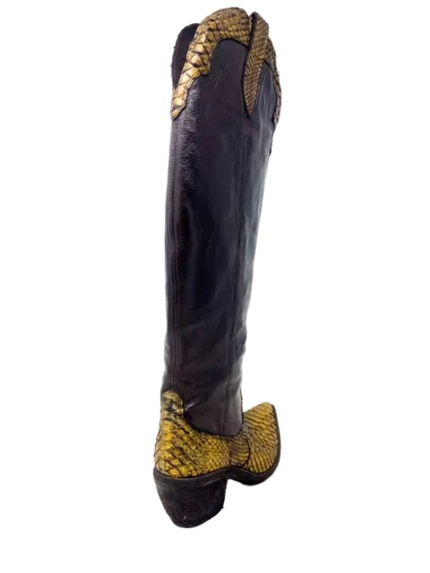 FAUZIAN JEUNESSE - EW - Stivale Texano PYTHON - Oro Ebano