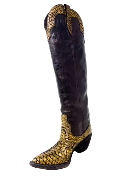 FAUZIAN JEUNESSE - EW - Stivale Texano PYTHON - Oro Ebano