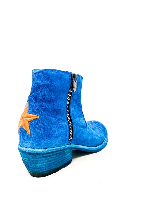 FAUZIAN JEUNESSE - EW - Texano - ZIPPY ANKLE BOOT - Azzurro