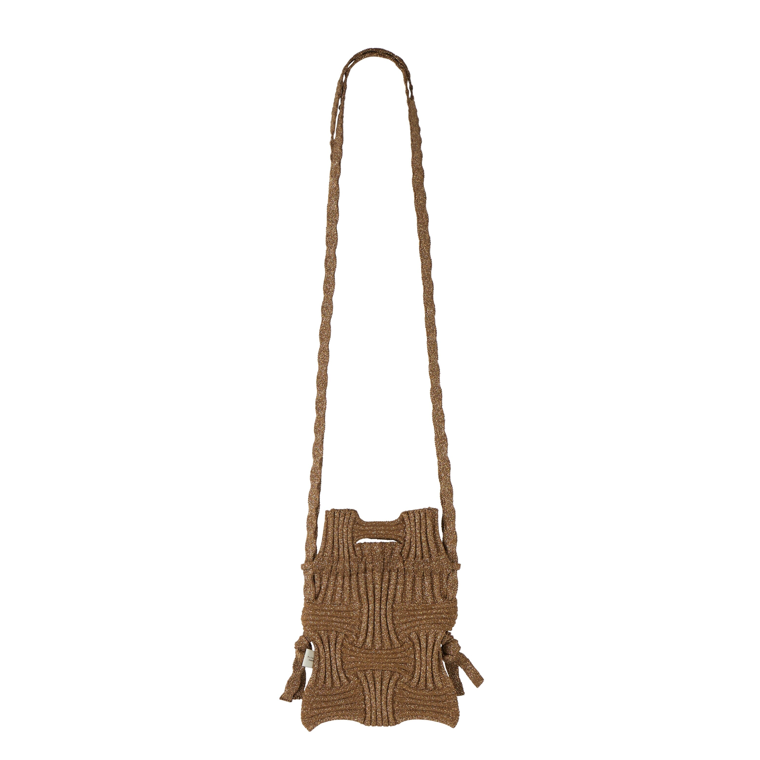 PLEATSMAMA - Borsa a Tracolla - MB02-GW1 MINI CROSS BOW - Glitter Camel Borse PLEATSMAMA - Collezione Donna