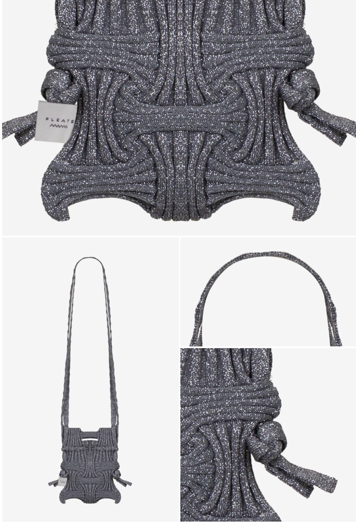 PLEATSMAMA - Borsa a Tracolla - BP01-GW1 MINI CROSS BOW - Glitter Stone Borse PLEATSMAMA - Collezione Donna