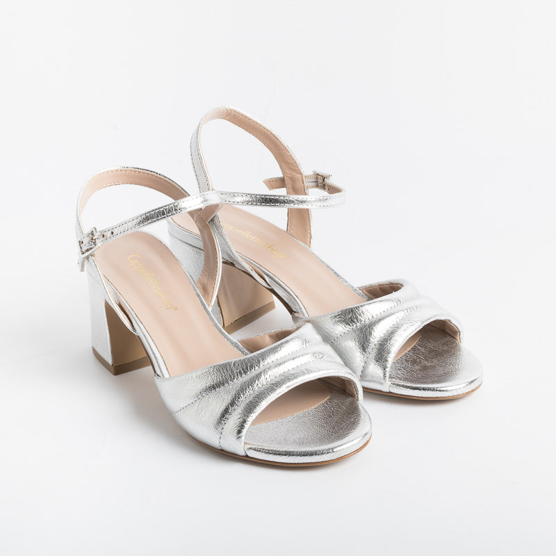 Cappelletto 1948 - Sandalo Anika7 - Laminato Argento Scarpe Donna CAPPELLETTO 1948