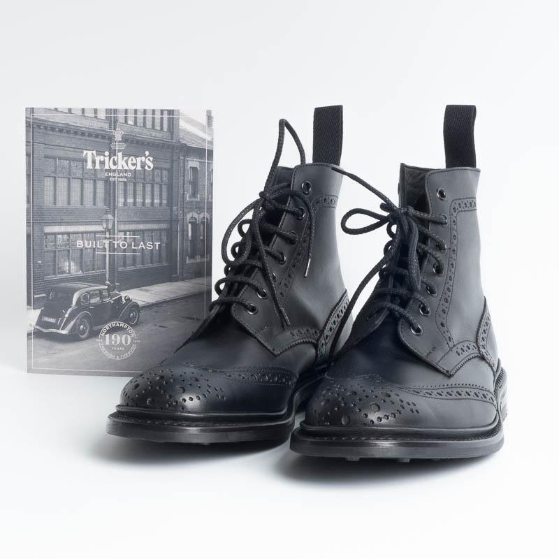 TRICKER'S - Continuativo Brogue Boot - Stow Black oily calf Scarpe Uomo Tricker's