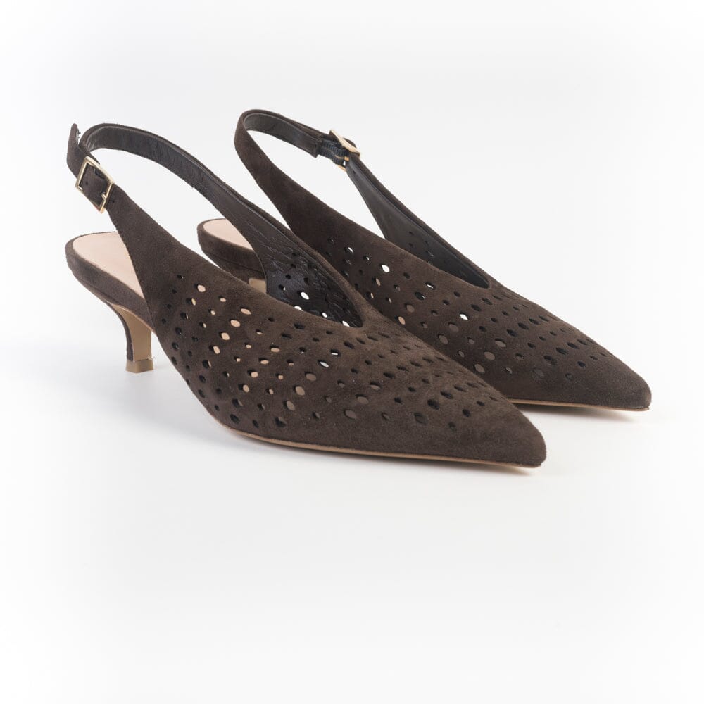 CappellettoShop - Sling Back - Fany24 - Velour Moro Scarpe Donna CAPPELLETTO 1948 