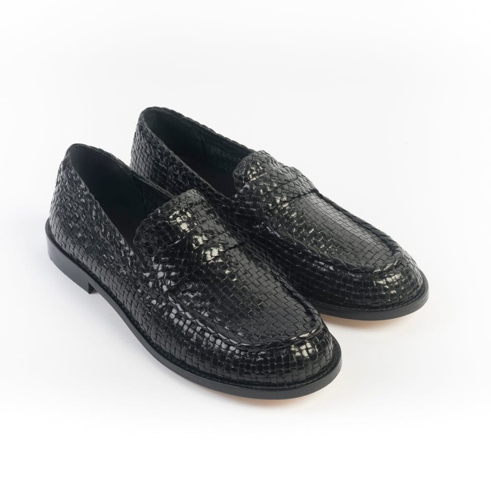 POESIE VENEZIANE - Mocassino - SPG30 - Pelle Nero Intreccio Scarpe Donna POESIE VENEZIANE 