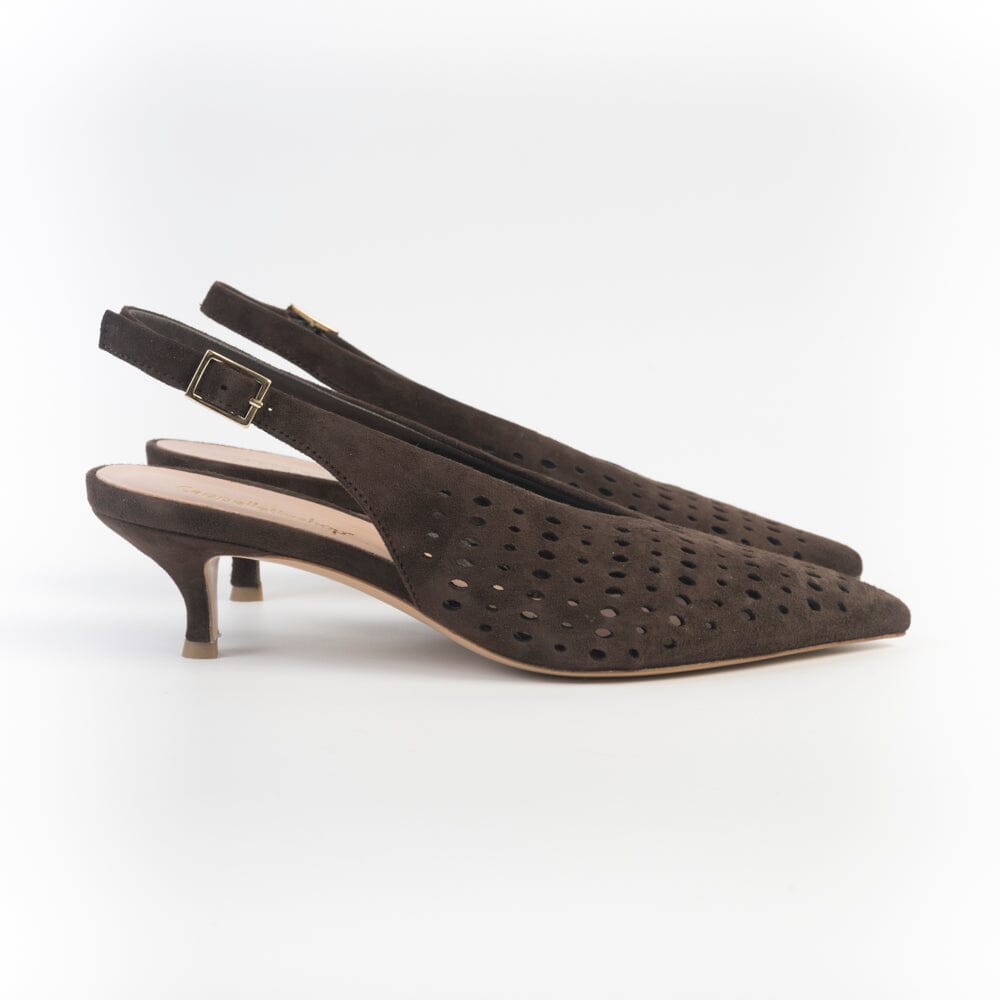 CappellettoShop - Sling Back - Fany24 - Velour Moro Scarpe Donna CAPPELLETTO 1948 