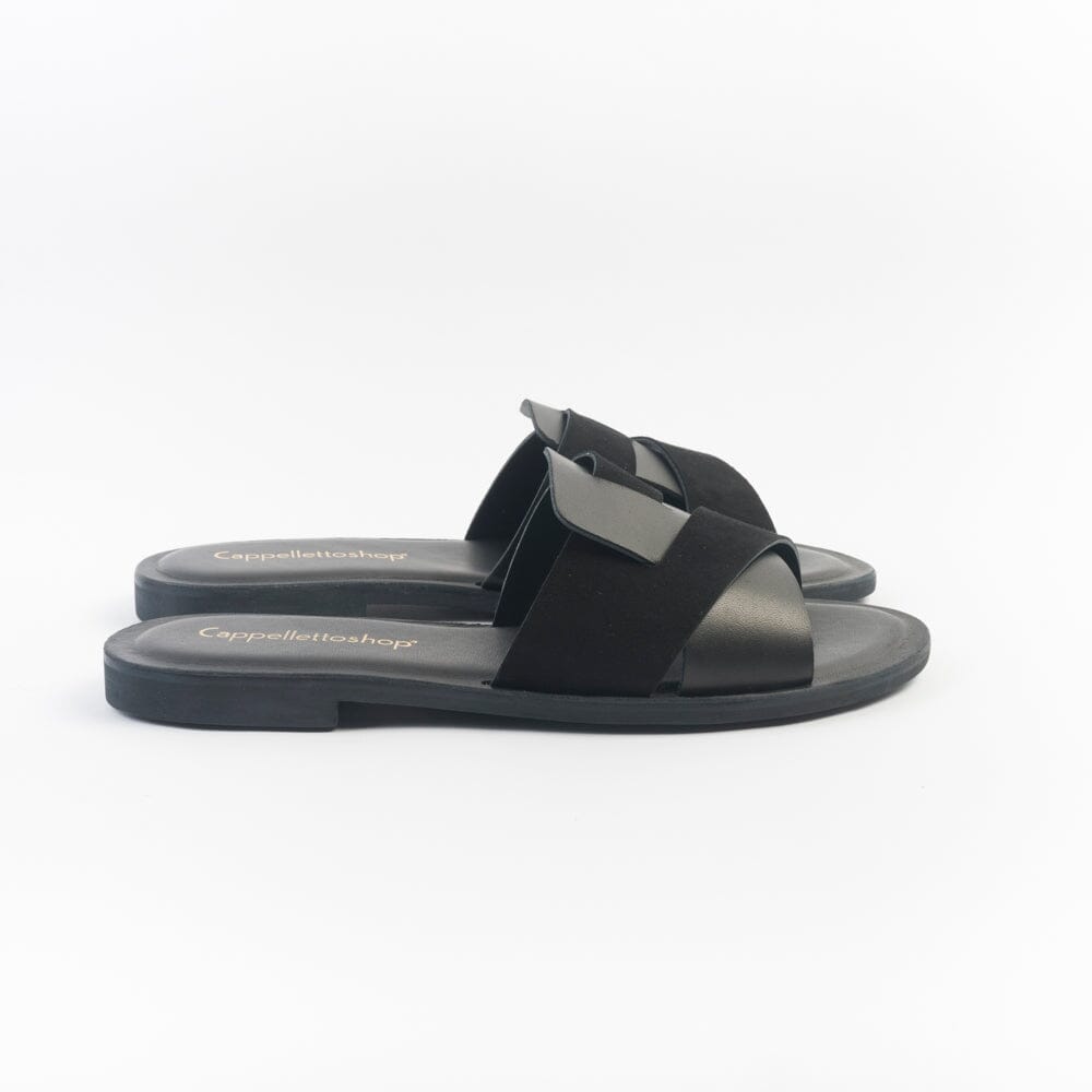 CappellettoShop - Sandali Bassi - 501 - Vitello Nero Scarpe Donna CAPPELLETTO 1948 