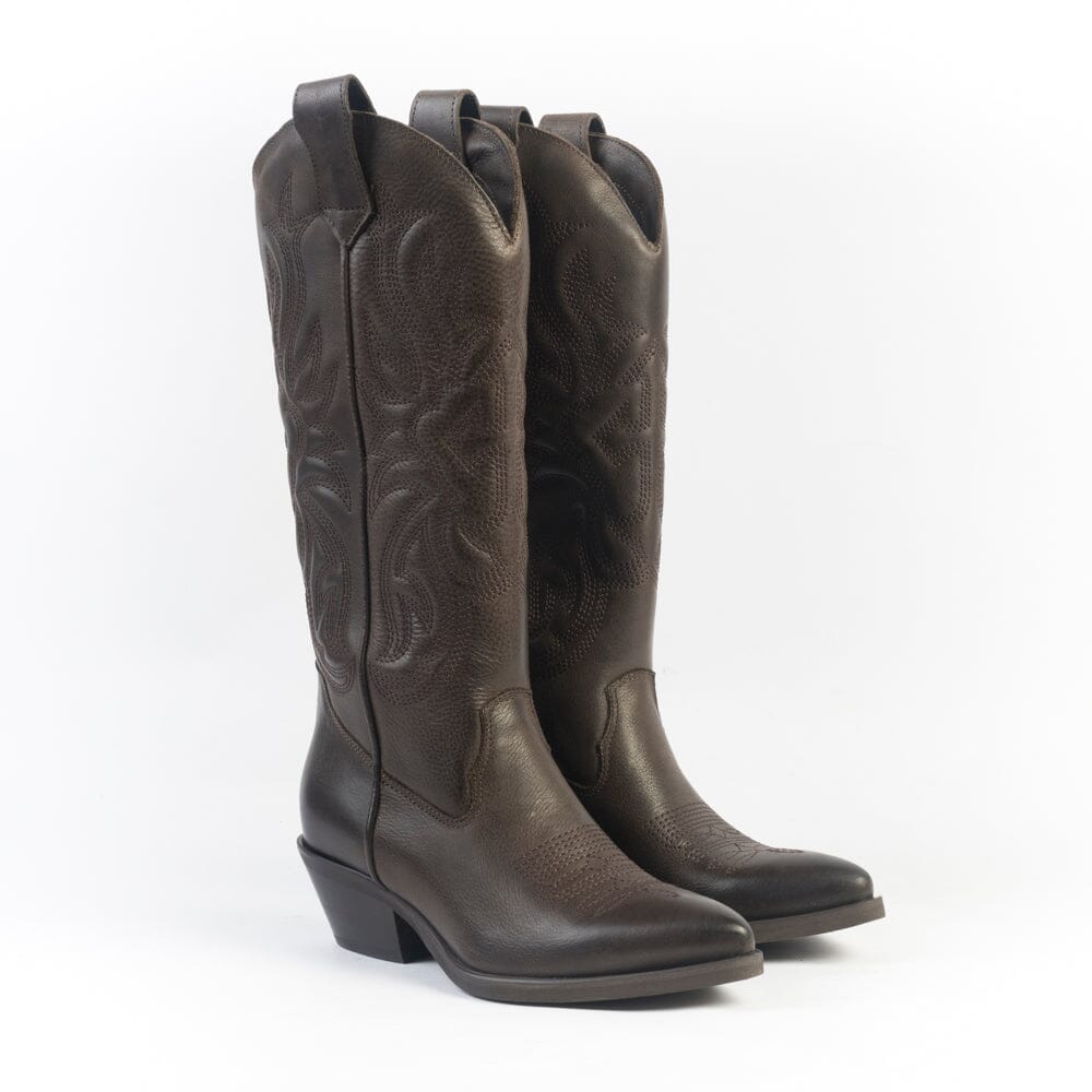 CAPPELLETTOSHOP - GM - Stivale Texano - California - Vitello Testa di moro Scarpe Donna CAPPELLETTO 1948 