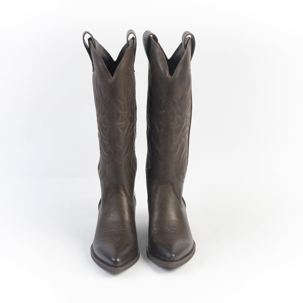 CAPPELLETTOSHOP - GM - Stivale Texano - California - Vitello Testa di moro Scarpe Donna CAPPELLETTO 1948 