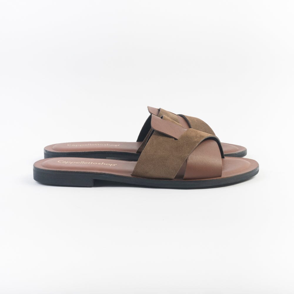 CappellettoShop - Sandali Bassi - 501 - Castagna Moka Scarpe Donna CAPPELLETTO 1948 