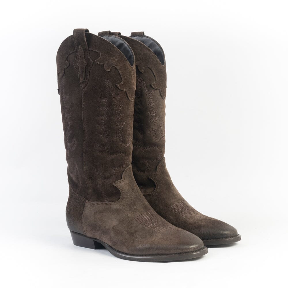 CAPPELLETTOSHOP - GM - Stivale Texano - Guatemala - Camoscio Castagna Scarpe Donna CAPPELLETTO 1948 