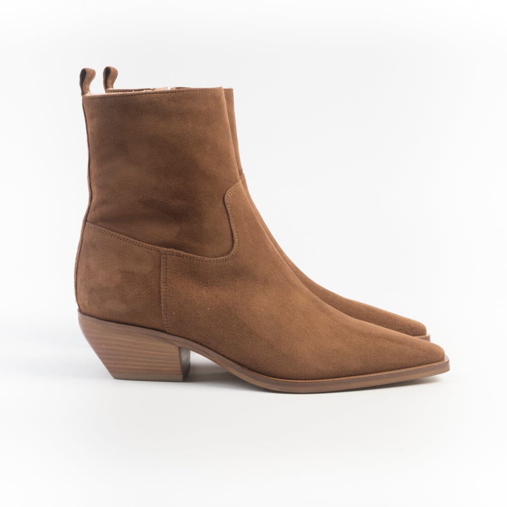 CAPPELLETTOSHOP - Stivaletto Texano - Kira 12 - Velour Sigaro Scarpe Donna CAPPELLETTO 1948 