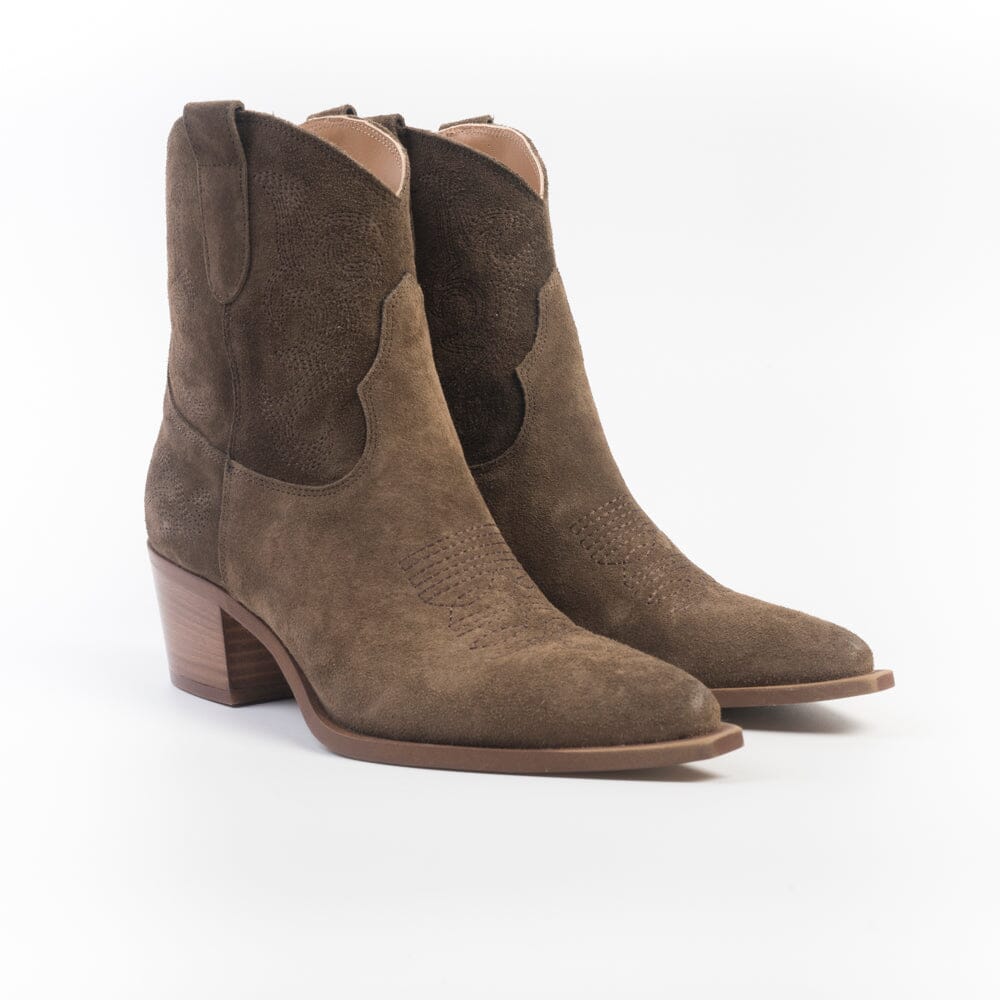 CAPPELLETTOSHOP - Stivaletto Texano - 6061 - Crosta cacao Scarpe Donna CAPPELLETTO 1948 