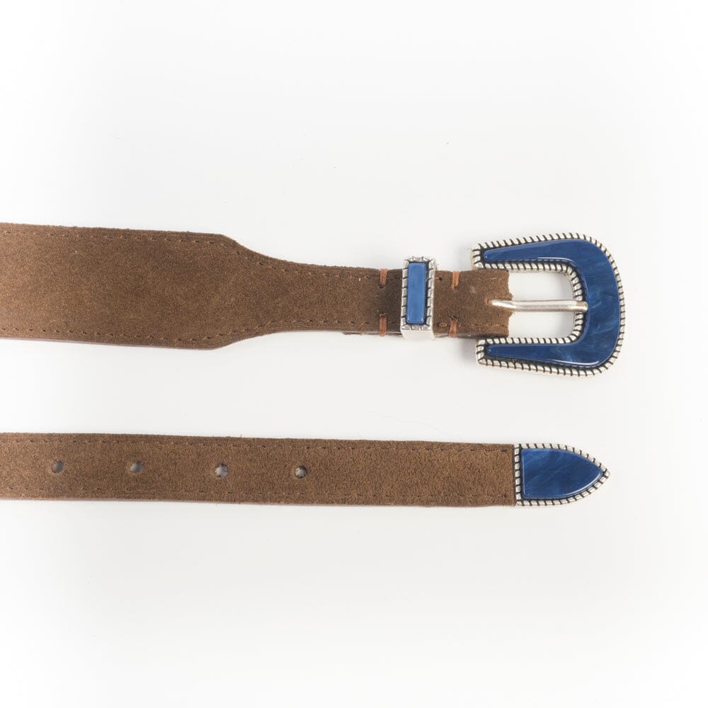 Cappellettoshop - Cintura - Tex Mex - Camoscio Snuff - Pietra Blu Accessori Uomo Cappellettoshop 