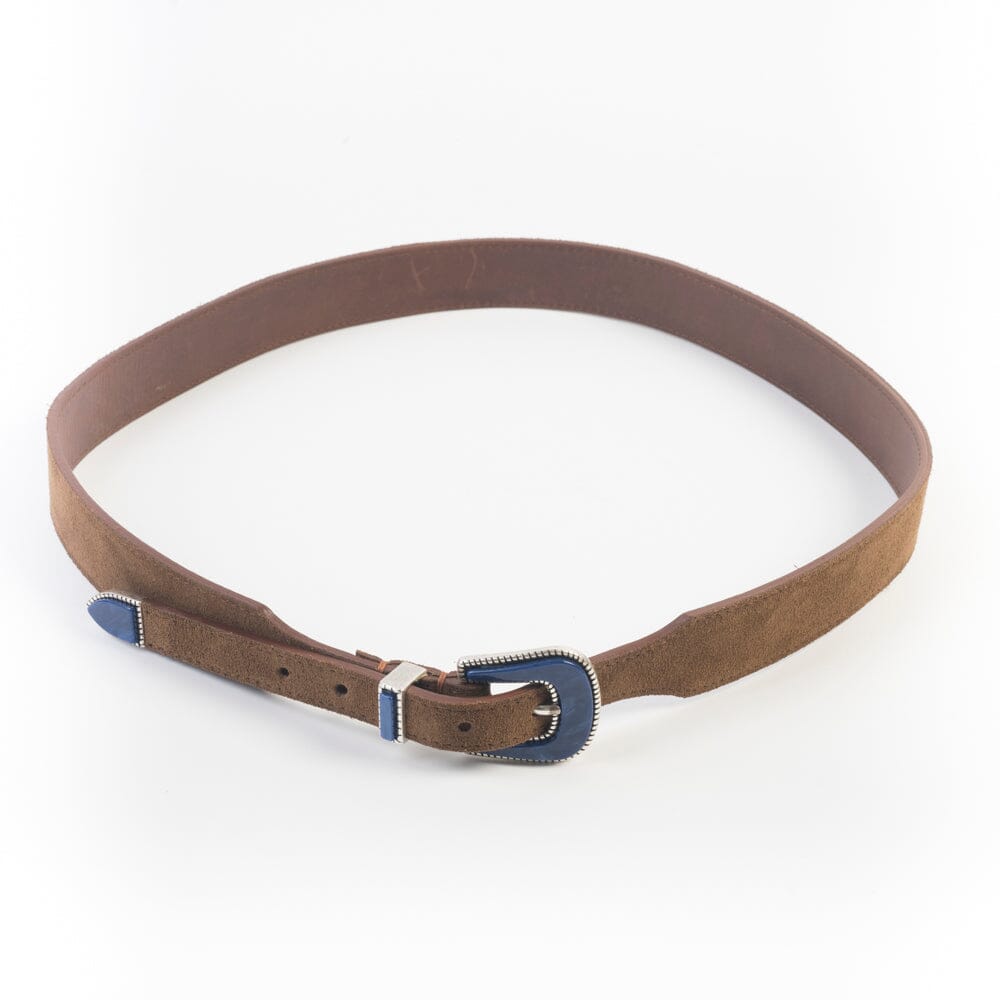 Cappellettoshop - Cintura - Tex Mex - Camoscio Snuff - Pietra Blu Accessori Uomo Cappellettoshop 