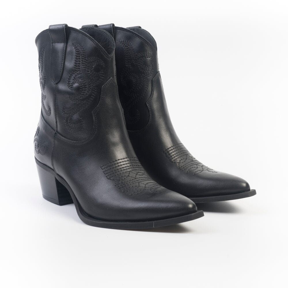 CAPPELLETTOSHOP - Stivaletto Texano - 6061 - Pelle nero Scarpe Donna CAPPELLETTO 1948 