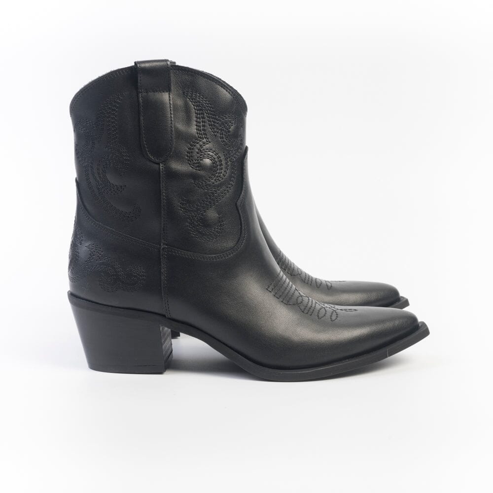 CAPPELLETTOSHOP - Stivaletto Texano - 6061 - Pelle nero Scarpe Donna CAPPELLETTO 1948 