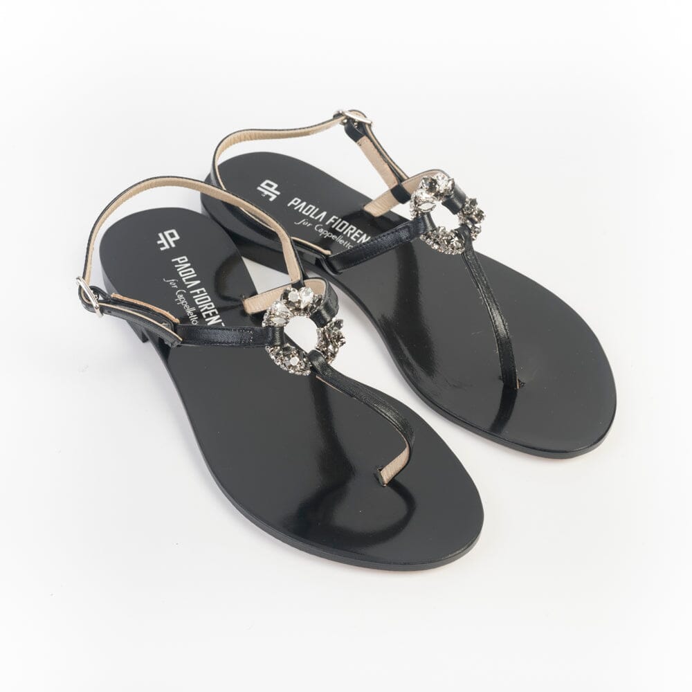PAOLA FIORENZA - Sandali bassi - Infradito in microcristalli fumè - M118 - Nero Scarpe Donna PAOLA FIORENZA 