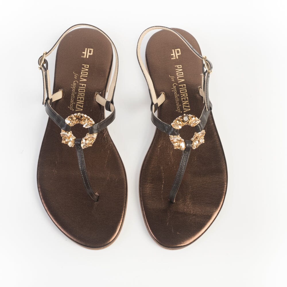 PAOLA FIORENZA - Sandali bassi - Infradito in microcristalli ambra - M118 - Testa di Moro Scarpe Donna PAOLA FIORENZA 