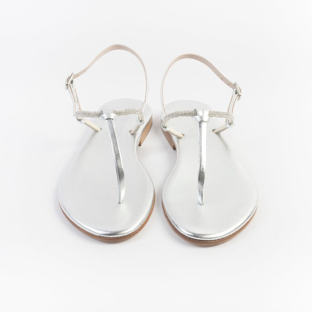 PAOLA FIORENZA - Sandali bassi infradito in microcristalli - FD05 - Argento Scarpe Donna PAOLA FIORENZA 