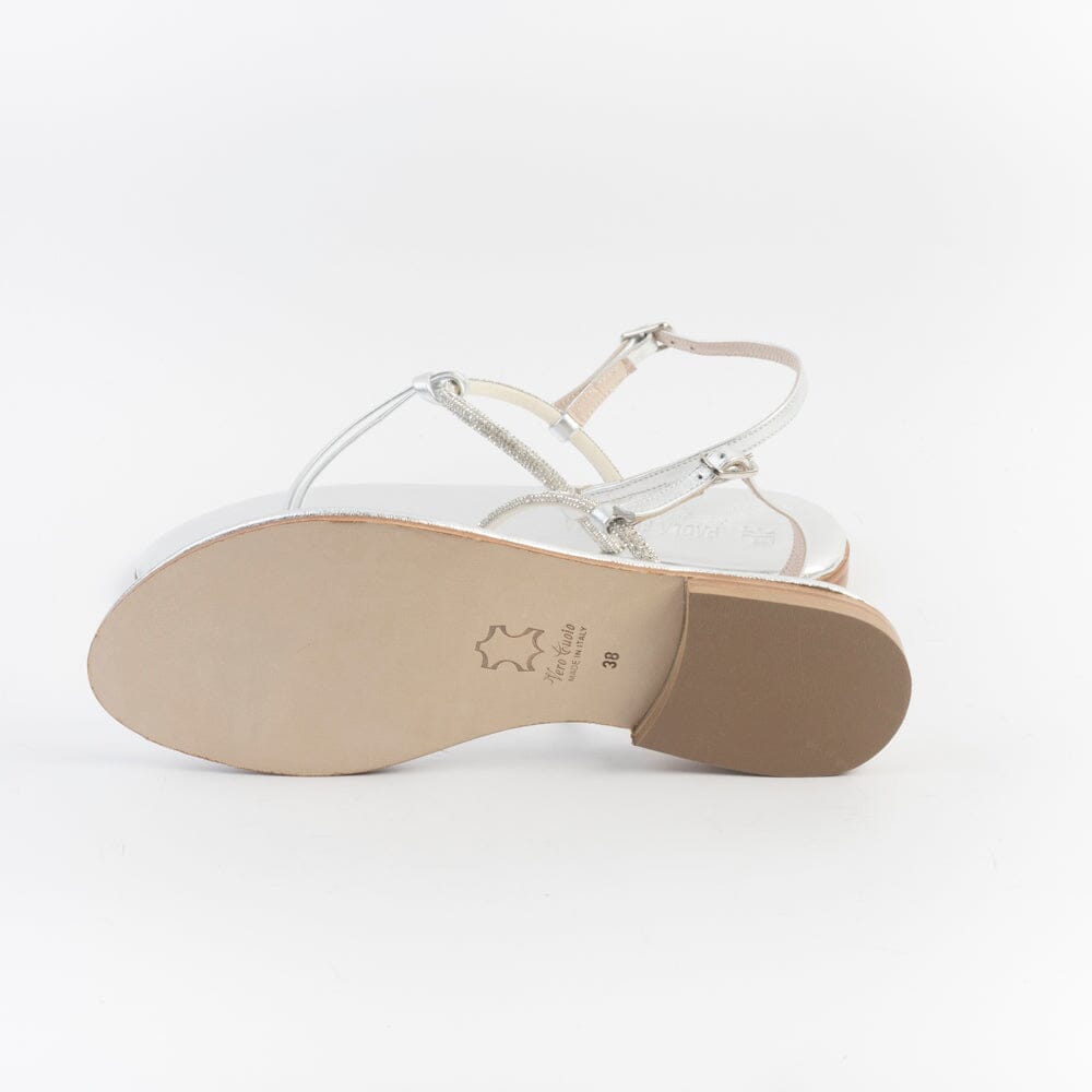 PAOLA FIORENZA - Sandali bassi infradito in microcristalli - FD05 - Argento Scarpe Donna PAOLA FIORENZA 