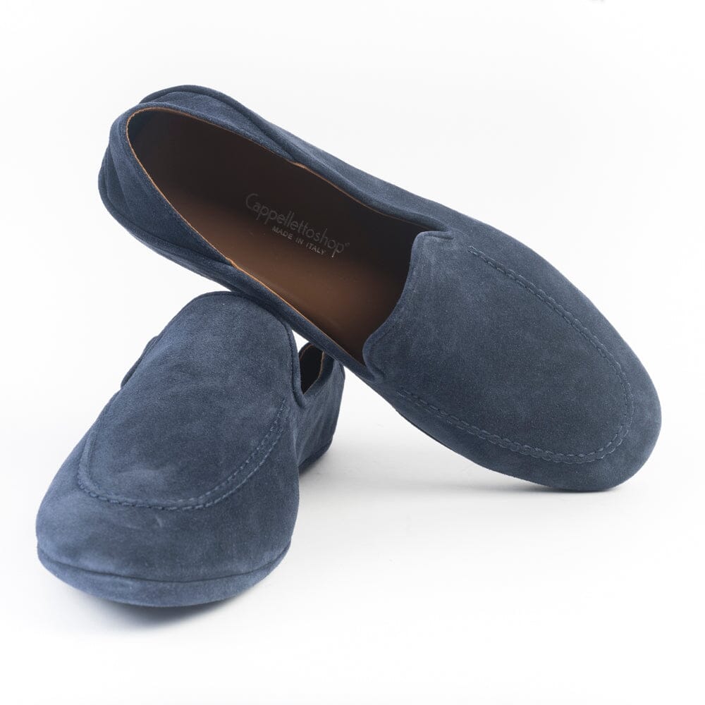 Cappellettoshop - Pantofola CC20A - Camoscio Blu Scarpe Uomo CAPPELLETTO 1948 