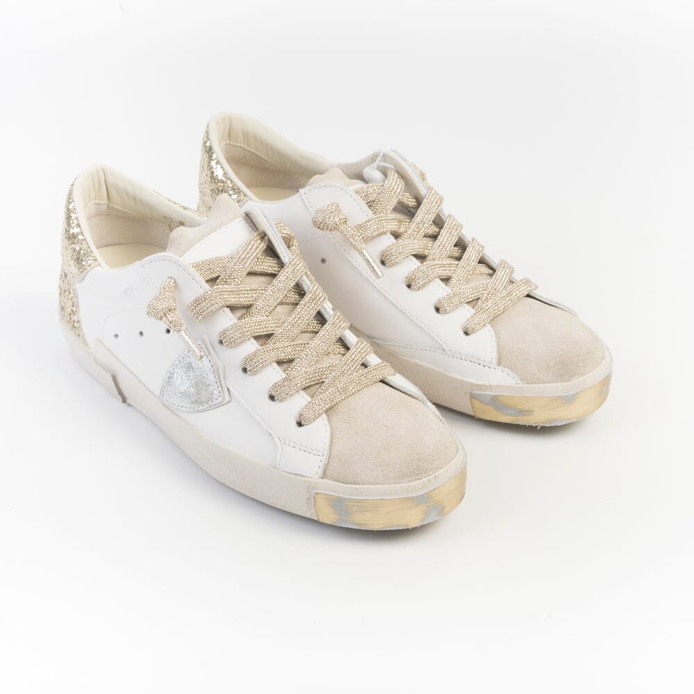 PHILIPPE MODEL - Sneakers - PRLD VGX2 - Bianco Glitter Oro Scarpe Donna Philippe Model Paris 