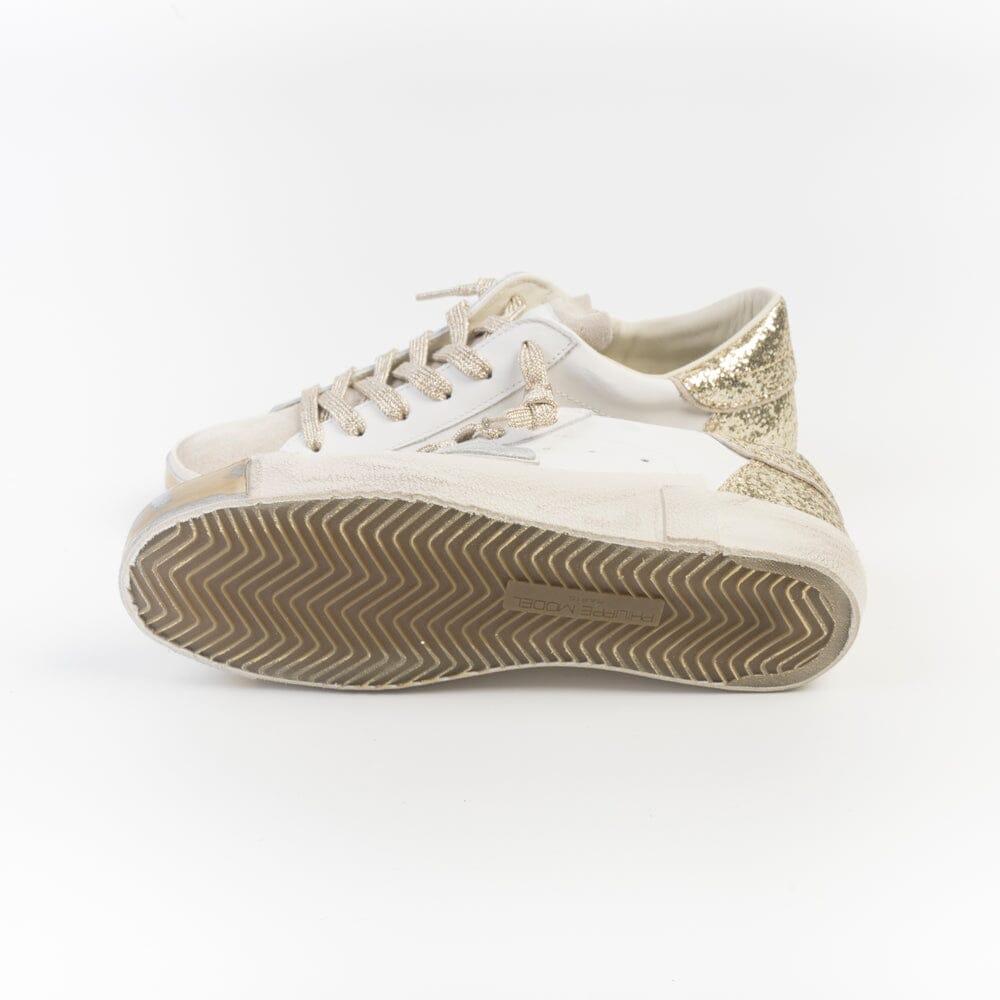 PHILIPPE MODEL - Sneakers - PRLD VGX2 - Bianco Glitter Oro Scarpe Donna Philippe Model Paris 