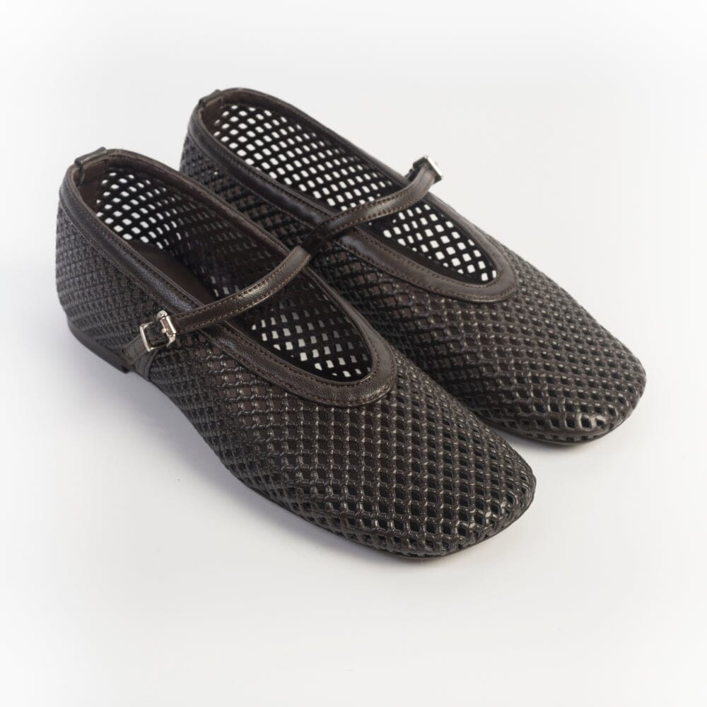POEVE - Mary Jane - PBAL63 - Traforato Caffè Scarpe Donna POESIE VENEZIANE 