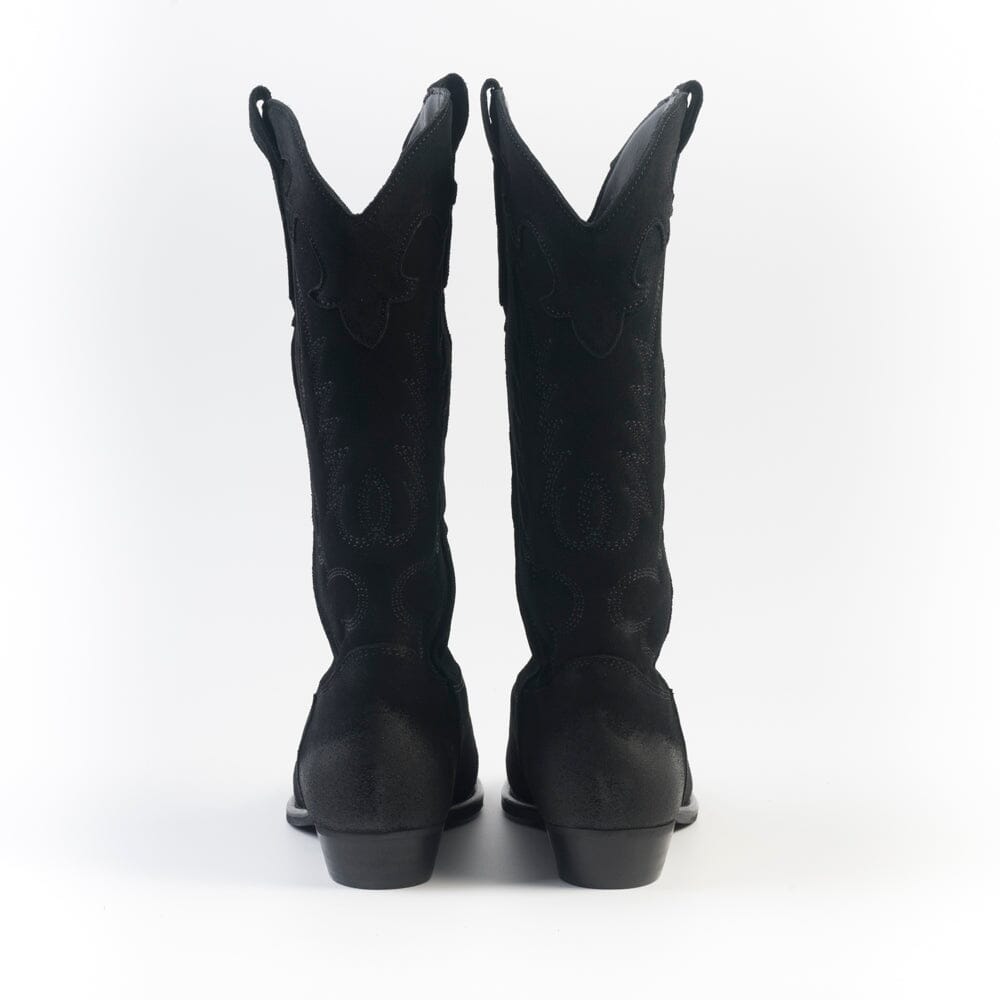 CAPPELLETTOSHOP - GM - Stivale Texano - Guatemala - Camoscio Nero Scarpe Donna CAPPELLETTO 1948 