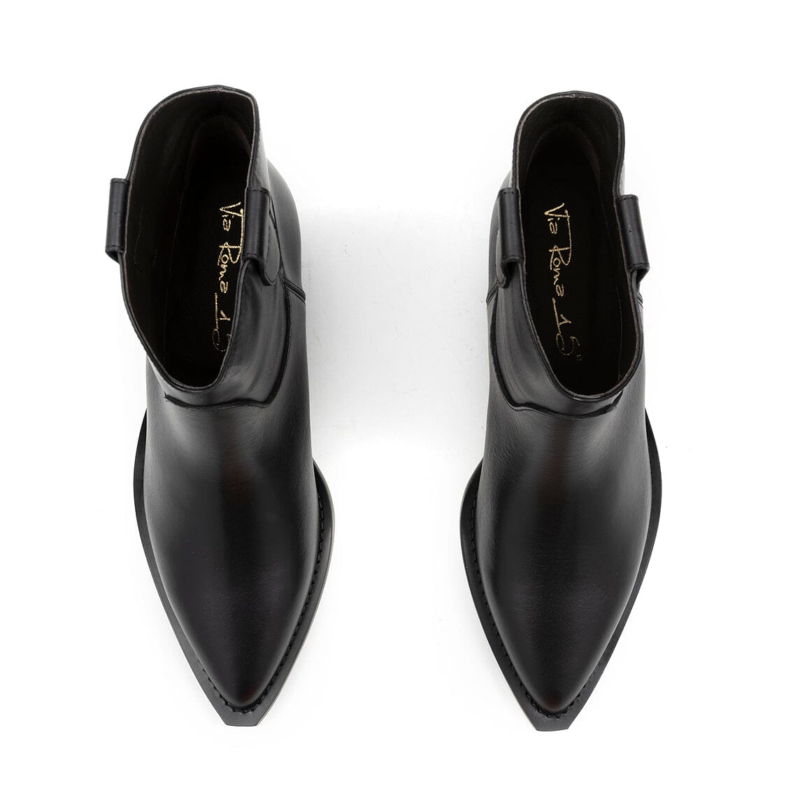 VIA ROMA 15 - Texani - 4737 - Pelle Nero Scarpe Donna Via Roma 15 