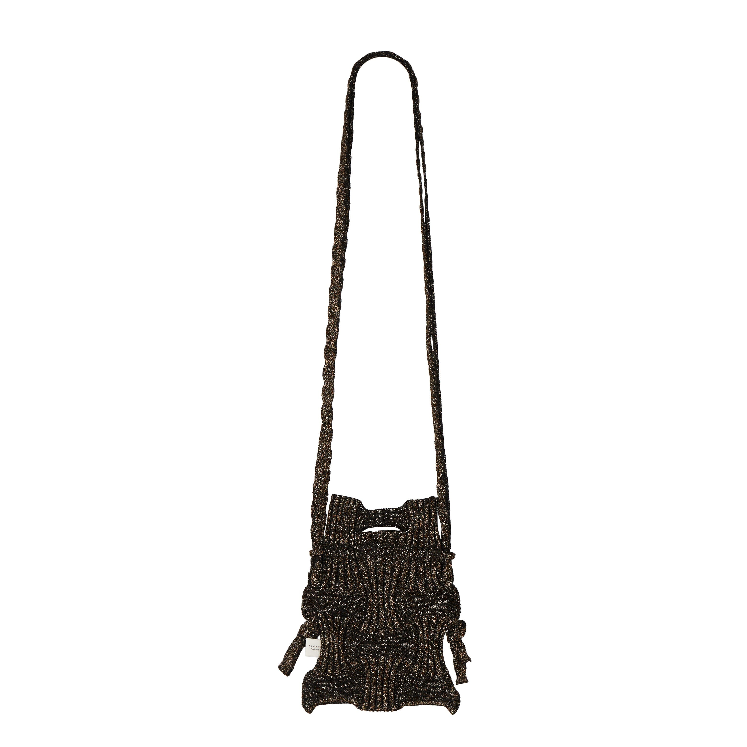 PLEATSMAMA - Borsa a Tracolla - MB02-GG1 MINI CROSS BOW - Glitter Black Brown Borse PLEATSMAMA - Collezione Donna 